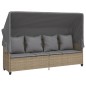vidaXL Sonnenliege mit Dach und Kissen Beige Poly Rattan vidaXL Sonnenliege mit Dach und Kissen Beige Poly Rattan