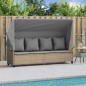 vidaXL Sonnenliege mit Dach und Kissen Beige Poly Rattan vidaXL Sonnenliege mit Dach und Kissen Beige Poly Rattan