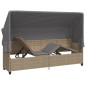 vidaXL Sonnenliege mit Dach und Kissen Beige Poly Rattan vidaXL Sonnenliege mit Dach und Kissen Beige Poly Rattan