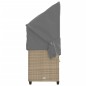 vidaXL Sonnenliege mit Dach und Kissen Beige Poly Rattan vidaXL Sonnenliege mit Dach und Kissen Beige Poly Rattan