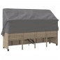 vidaXL Sonnenliege mit Dach und Kissen Beige Poly Rattan vidaXL Sonnenliege mit Dach und Kissen Beige Poly Rattan