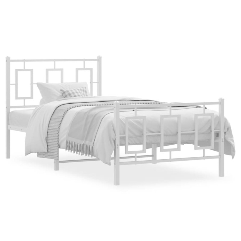 vidaXL Bettgestell mit Kopf- und Fußteil Metall Weiß 90x190 cm vidaXL Bettgestell mit Kopf- und Fußteil Metall Weiß 90x190 cm
