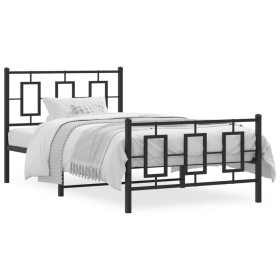 vidaXL Bettgestell mit Kopf- und Fußteil Metall Schwarz 100x190 cm