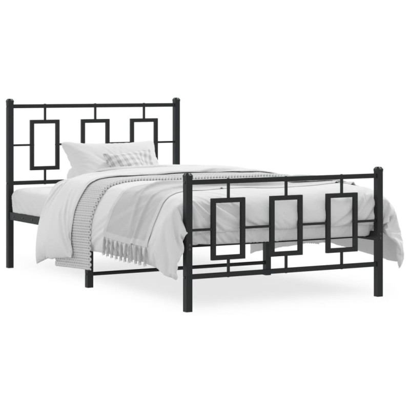 vidaXL Bettgestell mit Kopf- und Fußteil Metall Schwarz 100x190 cm vidaXL Bettgestell mit Kopf- und Fußteil Metall Schwarz 100x190 cm