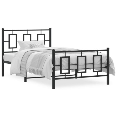 vidaXL Bettgestell mit Kopf- und Fußteil Metall Schwarz 100x190 cm
