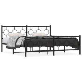 vidaXL Bettgestell mit Kopf- und Fußteil Metall Schwarz 183x213 cm