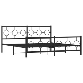 vidaXL Bettgestell mit Kopf- und Fußteil Metall Schwarz 183x213 cm