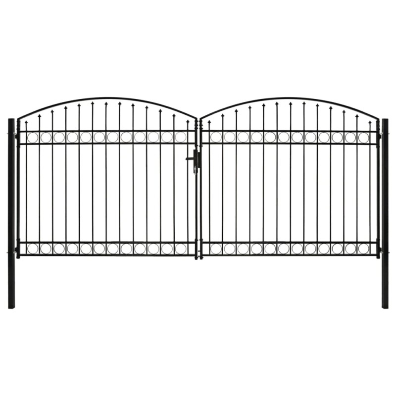 vidaXL Zauntor Doppelflügel Gewölbte Spitze Stahl 400 x 200 cm Schwarz vidaXL Zauntor Doppelflügel Gewölbte Spitze Stahl 400 x 200 cm Schwarz
