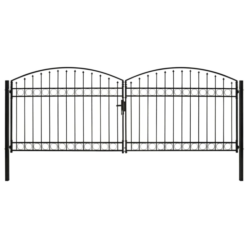 vidaXL Zauntor Doppelflügel Gewölbte Spitze Stahl 400 x 150 cm Schwarz vidaXL Zauntor Doppelflügel Gewölbte Spitze Stahl 400 x 150 cm Schwarz
