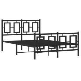 vidaXL Bettgestell mit Kopf- und Fußteil Metall Schwarz 120x190 cm