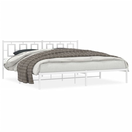 vidaXL Bettgestell mit Kopfteil Metall Weiß 193x203 cm