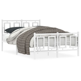 vidaXL Bettgestell mit Kopf- und Fußteil Metall Weiß 120x190 cm