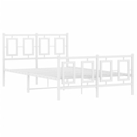 vidaXL Bettgestell mit Kopf- und Fußteil Metall Weiß 120x190 cm