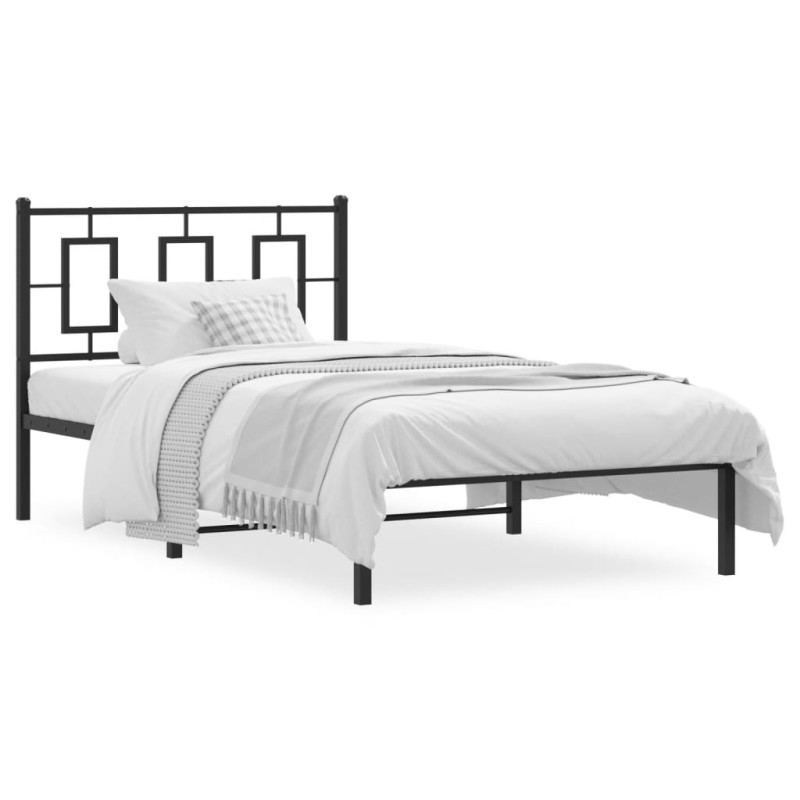 vidaXL Bettgestell mit Kopfteil Metall Schwarz 100x190 cm vidaXL Bettgestell mit Kopfteil Metall Schwarz 100x190 cm