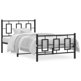 vidaXL Bettgestell mit Kopf- und Fußteil Metall Schwarz 100x200 cm