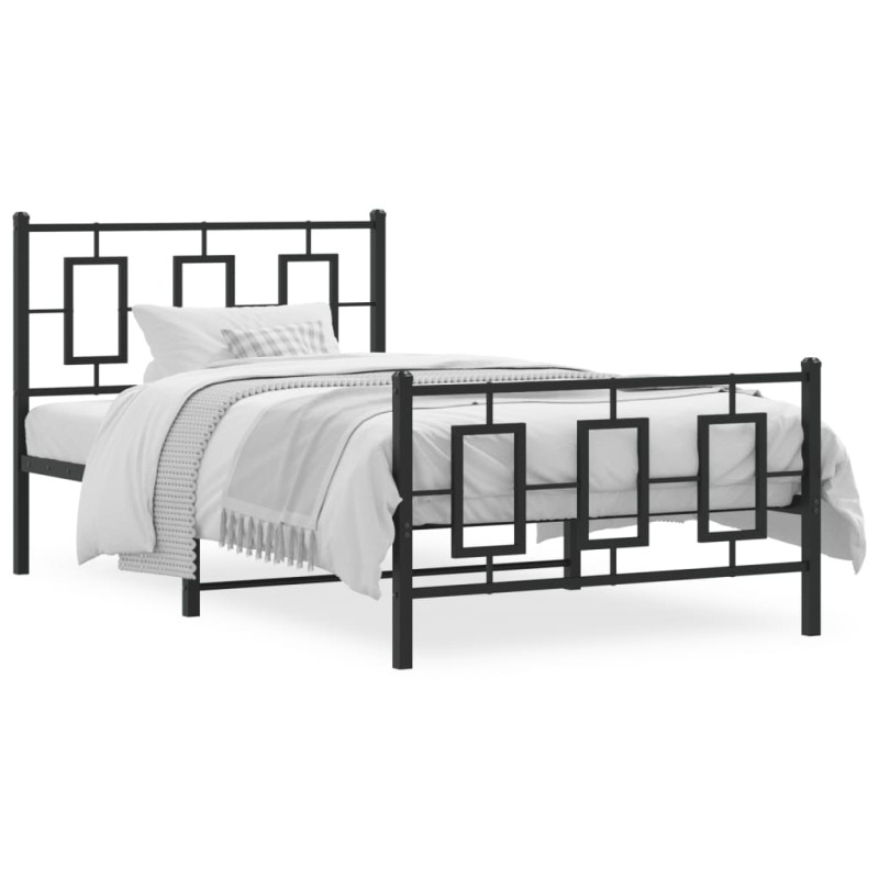 vidaXL Bettgestell mit Kopf- und Fußteil Metall Schwarz 100x200 cm vidaXL Bettgestell mit Kopf- und Fußteil Metall Schwarz 100x200 cm