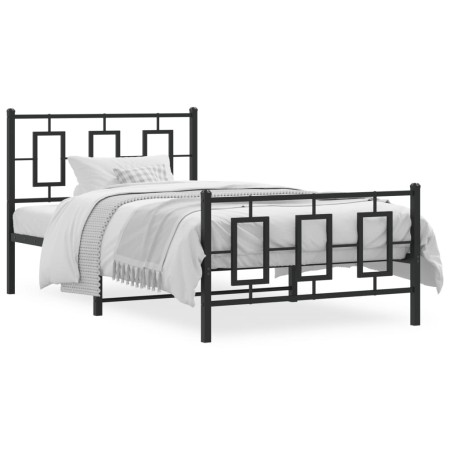 vidaXL Bettgestell mit Kopf- und Fußteil Metall Schwarz 100x200 cm