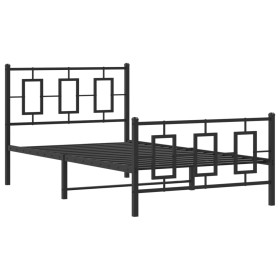 vidaXL Bettgestell mit Kopf- und Fußteil Metall Schwarz 100x200 cm