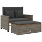 vidaXL Gartensofa mit Kissen 2-Sitzer Grau Poly Rattan & Akazienholz vidaXL Gartensofa mit Kissen 2-Sitzer Grau Poly Rattan & Akazienholz