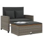 vidaXL Gartensofa mit Kissen 2-Sitzer Grau Poly Rattan & Akazienholz vidaXL Gartensofa mit Kissen 2-Sitzer Grau Poly Rattan & Akazienholz