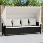 vidaXL Sonnenliege mit Dach und Kissen Schwarz Poly Rattan vidaXL Sonnenliege mit Dach und Kissen Schwarz Poly Rattan