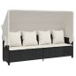 vidaXL Sonnenliege mit Dach und Kissen Schwarz Poly Rattan vidaXL Sonnenliege mit Dach und Kissen Schwarz Poly Rattan