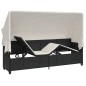 vidaXL Sonnenliege mit Dach und Kissen Schwarz Poly Rattan vidaXL Sonnenliege mit Dach und Kissen Schwarz Poly Rattan