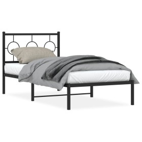vidaXL Bettgestell mit Kopfteil Metall Schwarz 90x190 cm