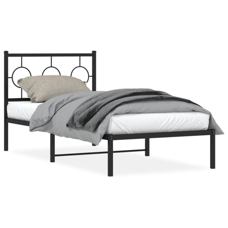 vidaXL Bettgestell mit Kopfteil Metall Schwarz 90x190 cm vidaXL Bettgestell mit Kopfteil Metall Schwarz 90x190 cm