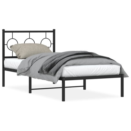 vidaXL Bettgestell mit Kopfteil Metall Schwarz 90x190 cm