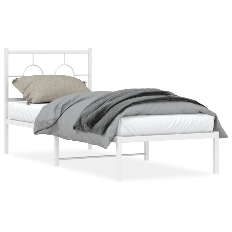 vidaXL Bettgestell mit Kopfteil Metall Weiß 80x200 cm vidaXL Bettgestell mit Kopfteil Metall Weiß 80x200 cm
