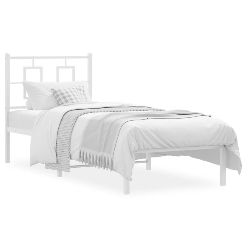vidaXL Bettgestell mit Kopfteil Metall Weiß 75x190 cm vidaXL Bettgestell mit Kopfteil Metall Weiß 75x190 cm