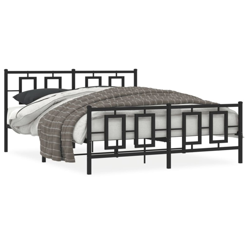 vidaXL Bettgestell mit Kopf- und Fußteil Metall Schwarz 150x200 cm vidaXL Bettgestell mit Kopf- und Fußteil Metall Schwarz 150x200 cm