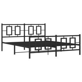vidaXL Bettgestell mit Kopf- und Fußteil Metall Schwarz 150x200 cm