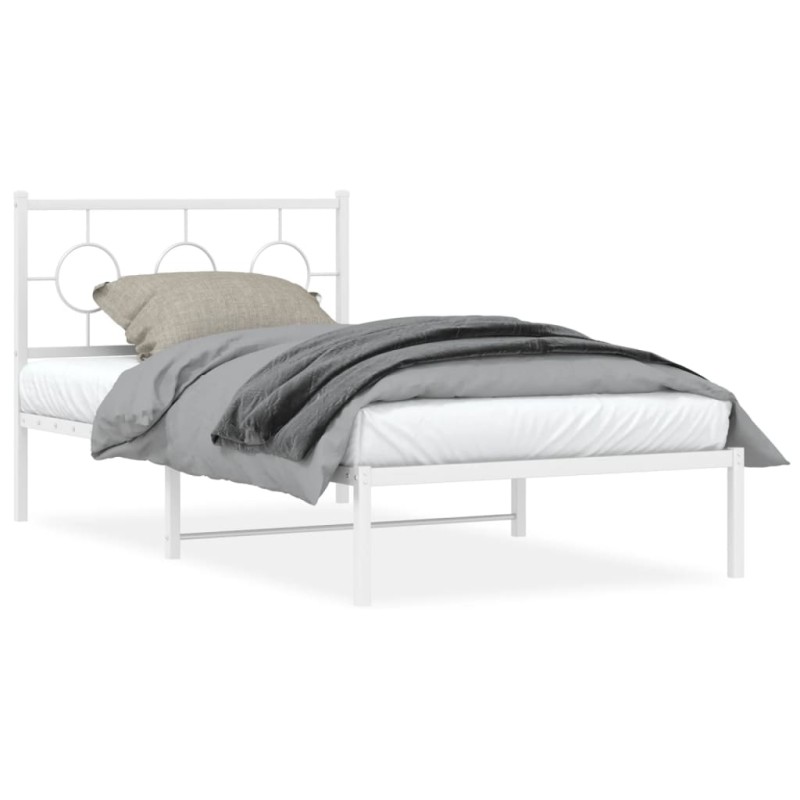 vidaXL Bettgestell mit Kopfteil Metall Weiß 100x200 cm vidaXL Bettgestell mit Kopfteil Metall Weiß 100x200 cm