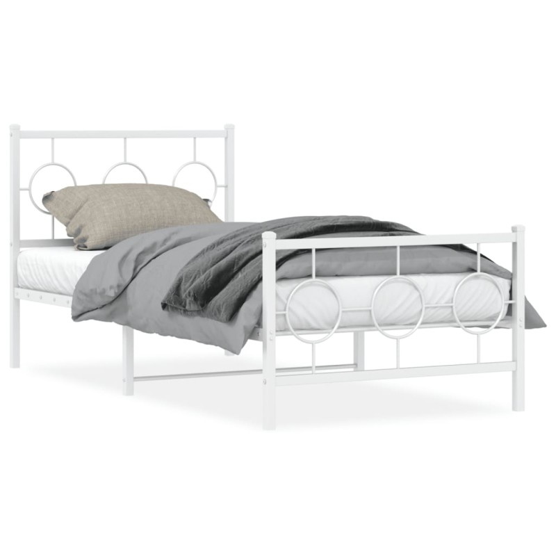 vidaXL Bettgestell mit Kopf- und Fußteil Metall Weiß 90x190 cm vidaXL Bettgestell mit Kopf- und Fußteil Metall Weiß 90x190 cm