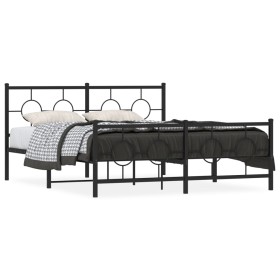 vidaXL Bettgestell mit Kopf- und Fußteil Metall Schwarz 160x200 cm