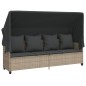 vidaXL Sonnenliege mit Dach und Kissen Hellgrau Poly Rattan vidaXL Sonnenliege mit Dach und Kissen Hellgrau Poly Rattan