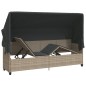vidaXL Sonnenliege mit Dach und Kissen Hellgrau Poly Rattan vidaXL Sonnenliege mit Dach und Kissen Hellgrau Poly Rattan