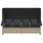 vidaXL Sonnenliege mit Dach und Kissen Hellgrau Poly Rattan vidaXL Sonnenliege mit Dach und Kissen Hellgrau Poly Rattan