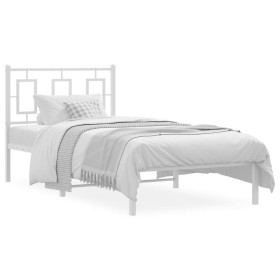 vidaXL Bettgestell mit Kopfteil Metall Weiß 90x190 cm