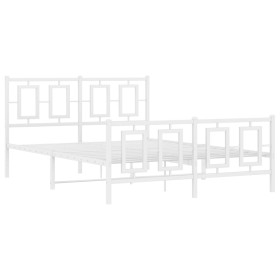 vidaXL Bettgestell mit Kopf- und Fußteil Metall Weiß 135x190 cm