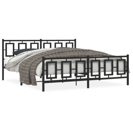 vidaXL Bettgestell mit Kopf- und Fußteil Metall Schwarz 180x200 cm