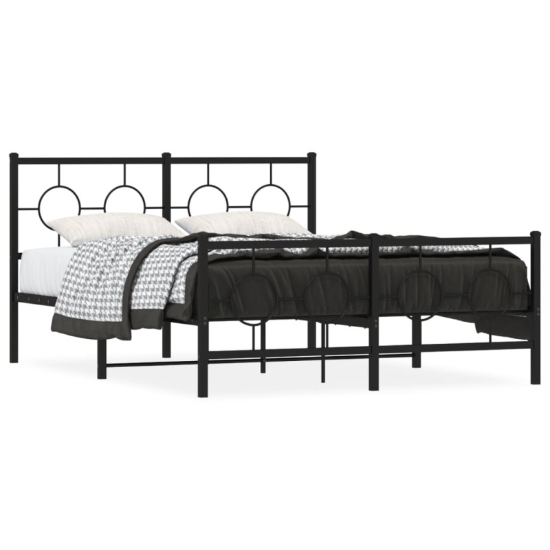 vidaXL Bettgestell mit Kopf- und Fußteil Metall Schwarz 140x200 cm vidaXL Bettgestell mit Kopf- und Fußteil Metall Schwarz 140x200 cm