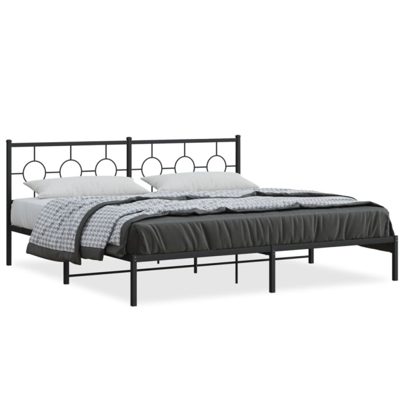 vidaXL Bettgestell mit Kopfteil Metall Schwarz 193x203 cm vidaXL Bettgestell mit Kopfteil Metall Schwarz 193x203 cm
