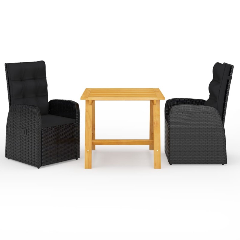 vidaXL 3-tlg. Garten-Essgruppe Schwarz vidaXL 3-tlg. Garten-Essgruppe Schwarz