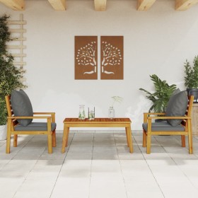 vidaXL 3-tlg. Garten-Lounge-Set mit Kissen Massivholz Akazie