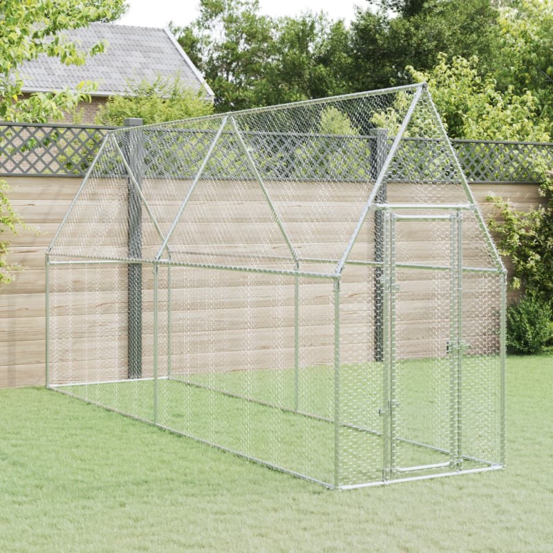 vidaXL Hühnerkäfig Silbern 400x100x190 cm Verzinkter Stahl vidaXL Hühnerkäfig Silbern 400x100x190 cm Verzinkter Stahl