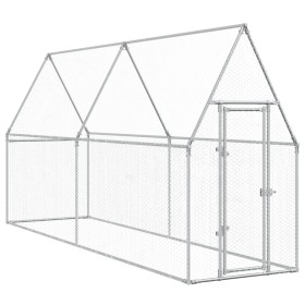 vidaXL Hühnerkäfig Silbern 400x100x190 cm Verzinkter Stahl
