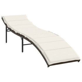 vidaXL Sonnenliege mit Kissen Braun 55x199x50 cm Poly Rattan